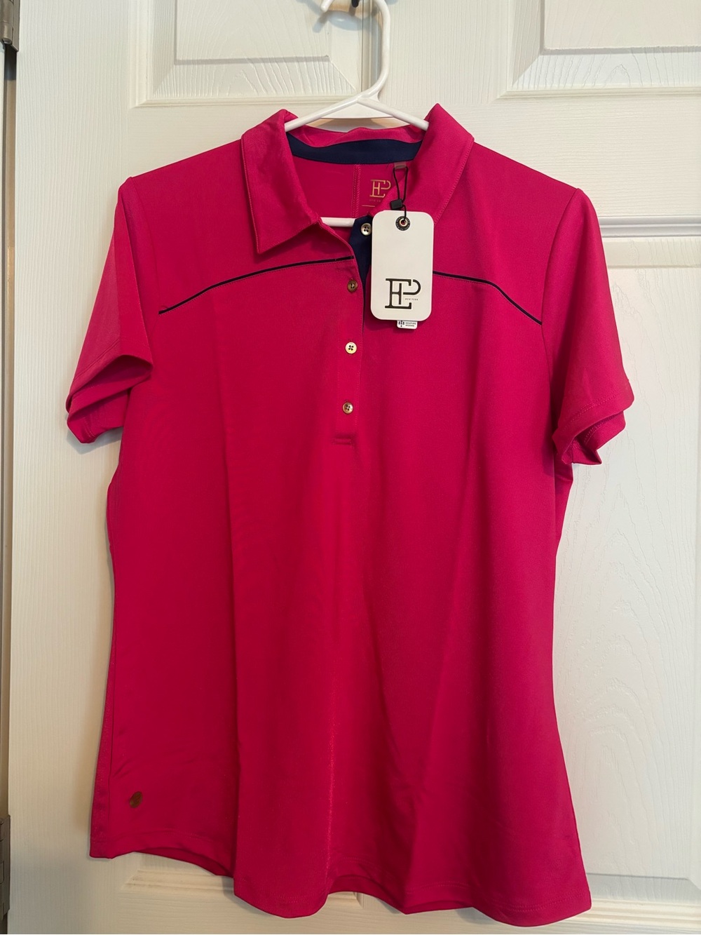 EP Pro Women's Short-Sleeve Button-Down Polo in Bright Pink